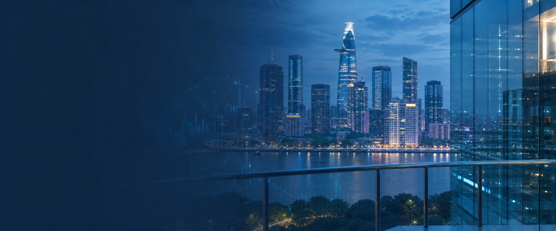 Khu tài chính Thành phố Hồ Chí Minh trong ánh chiều xanh